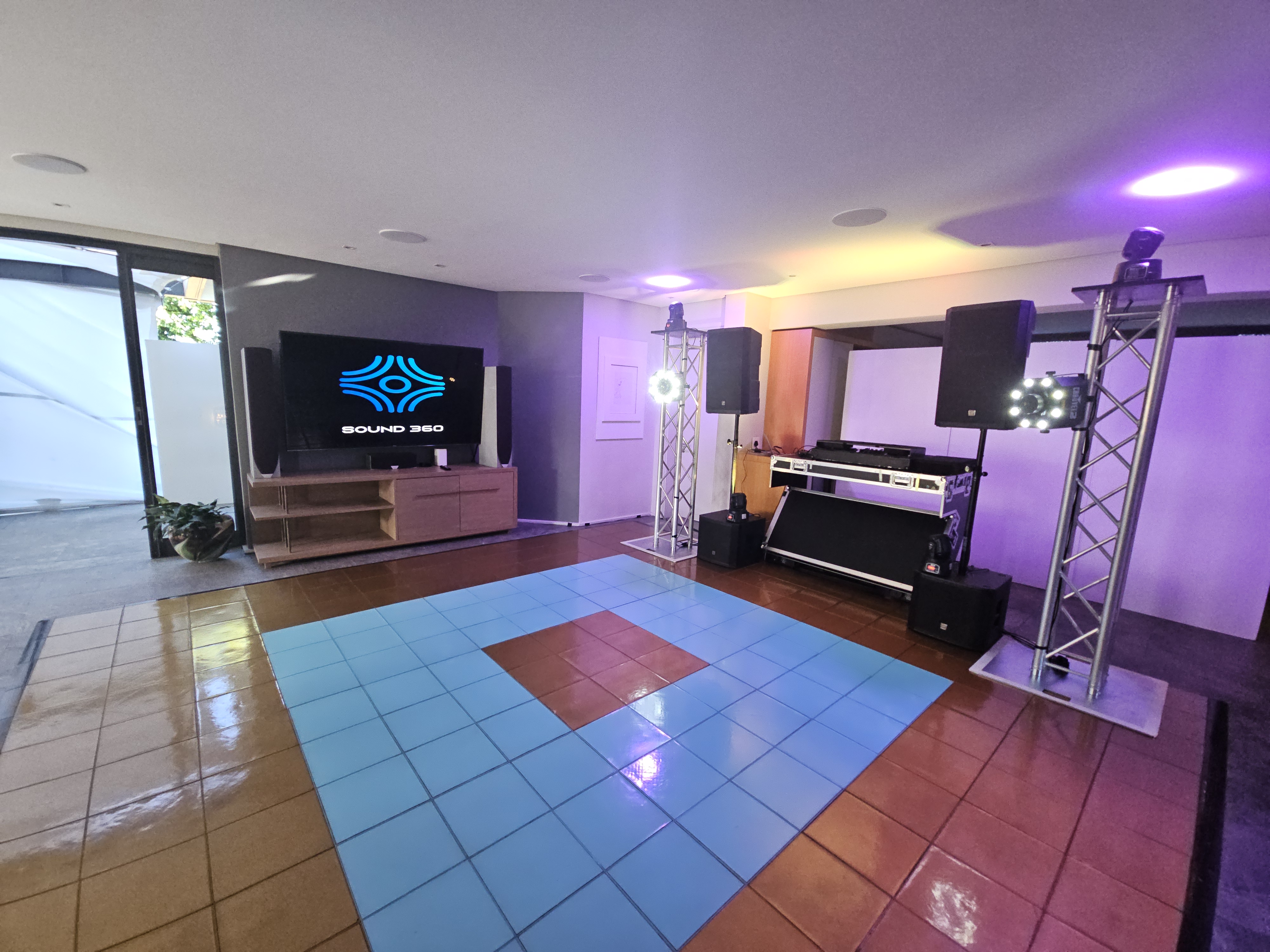 Elegant LED dance floor at wedding reception