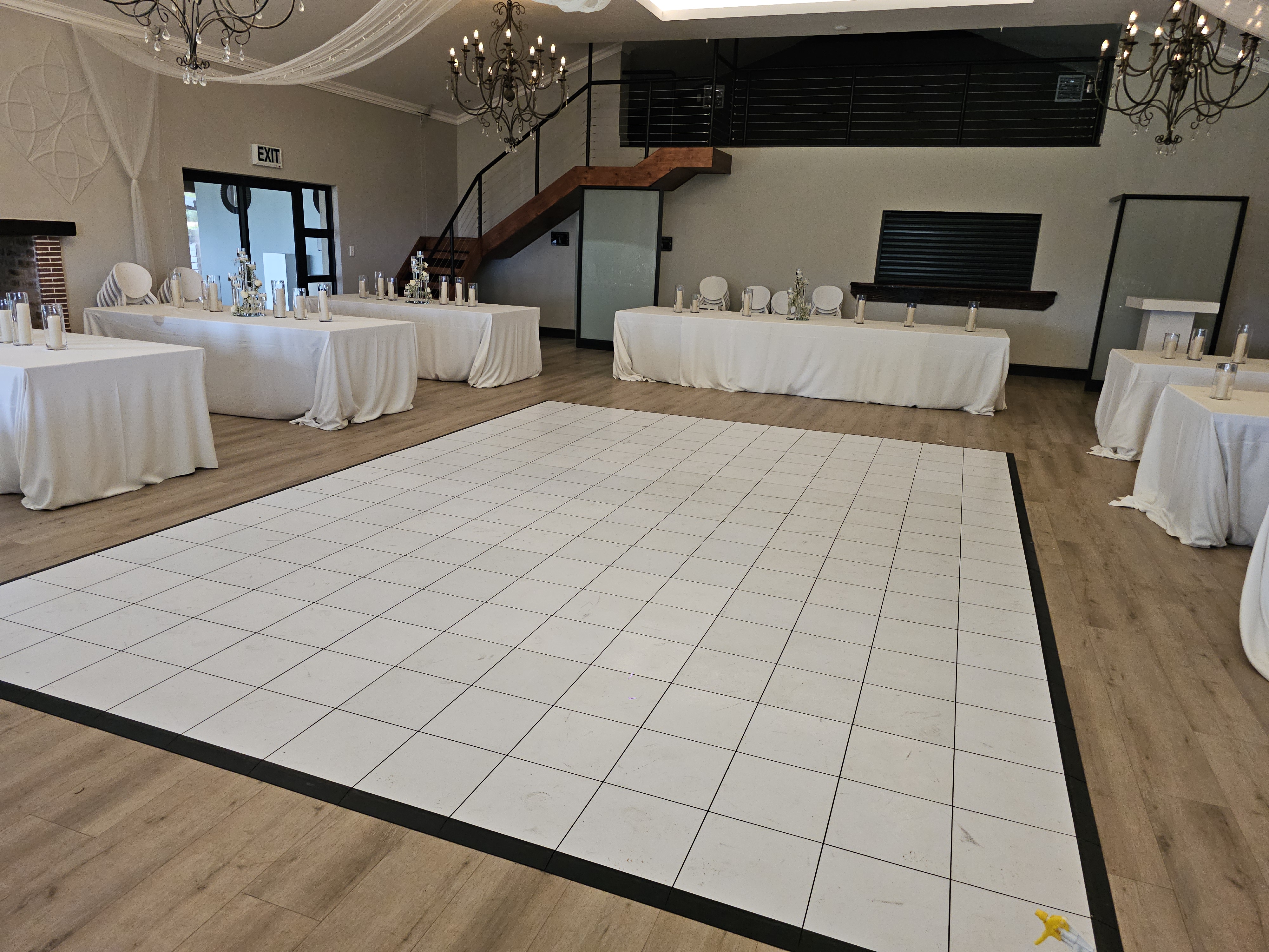 Corporate event dance floor with lighting