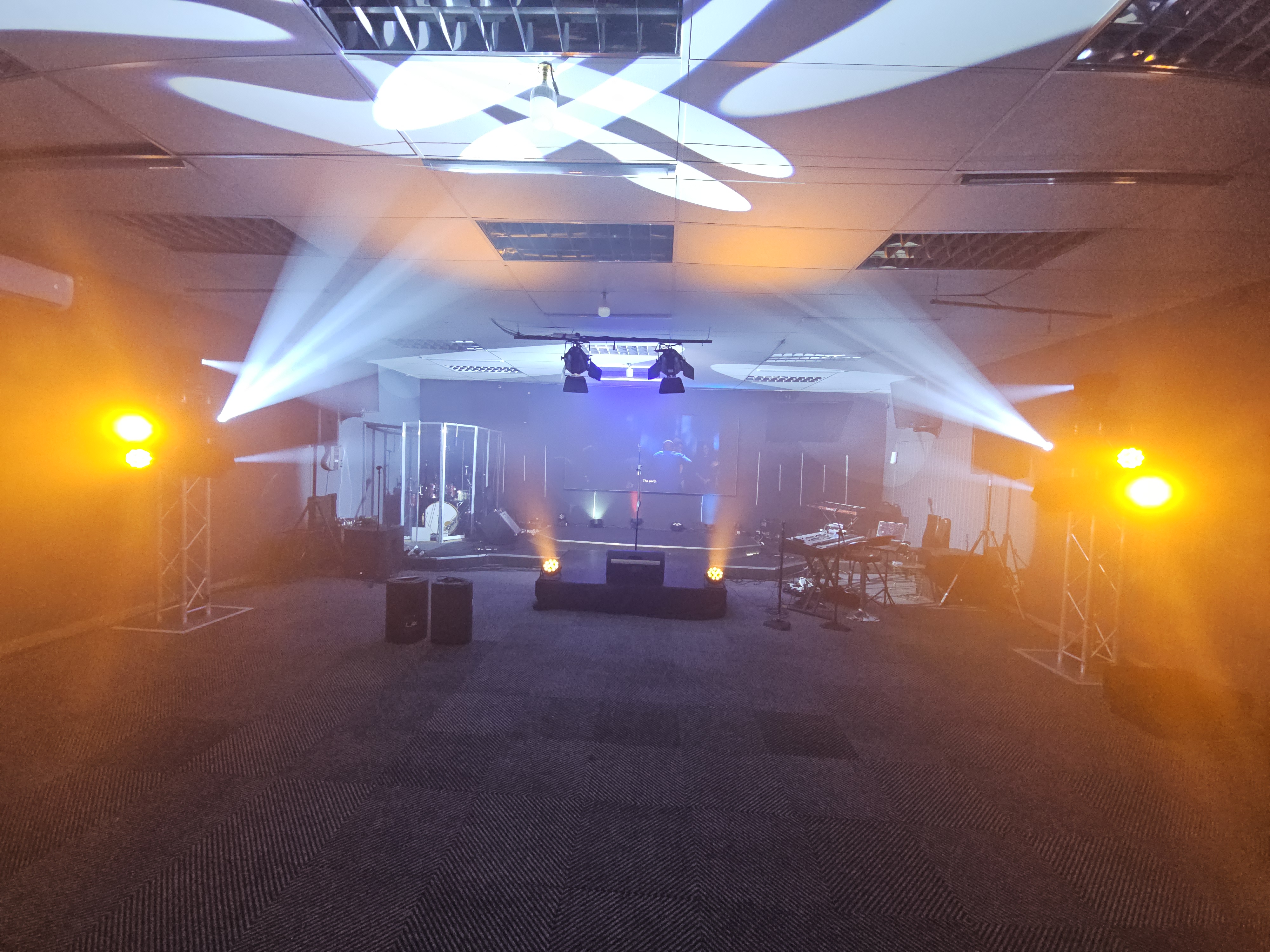 Professional stage lighting with colorful LED effects