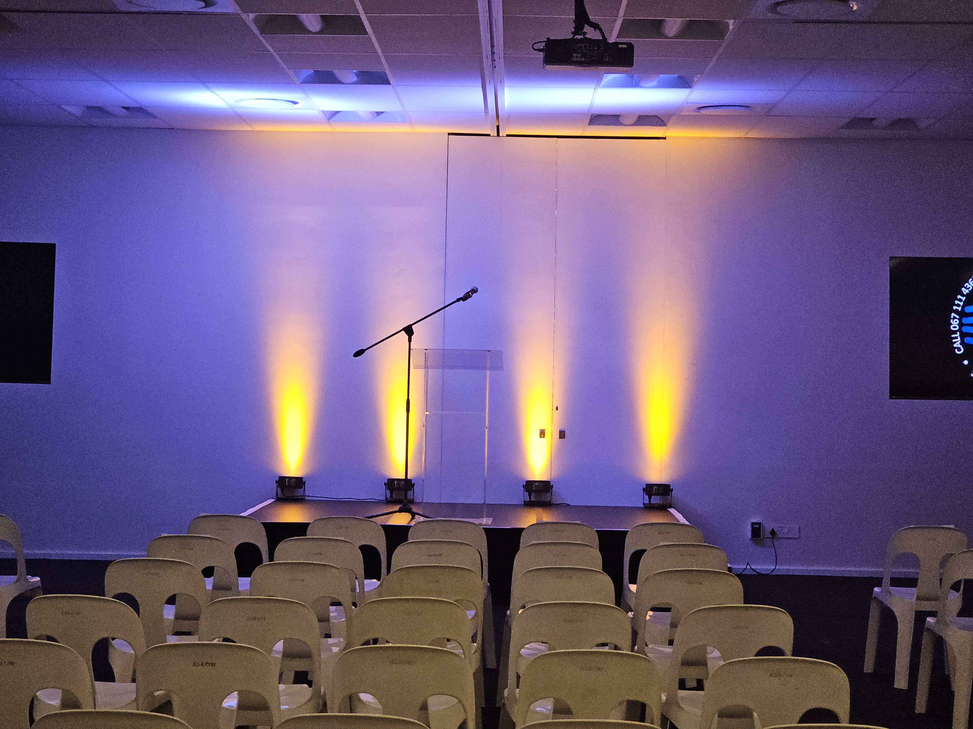 Corporate event lighting with professional spotlights