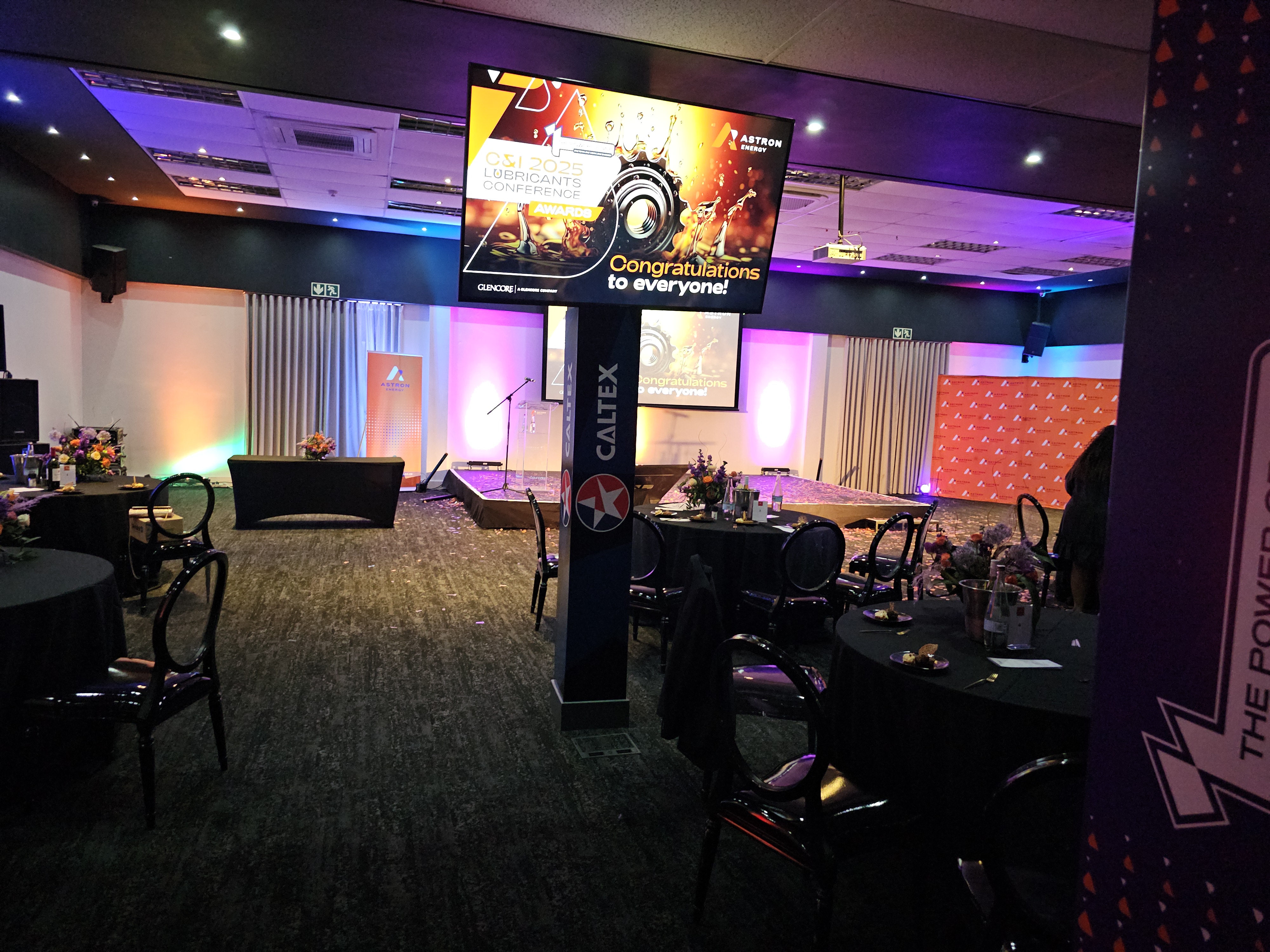 Concert stage with LED screens and live visuals